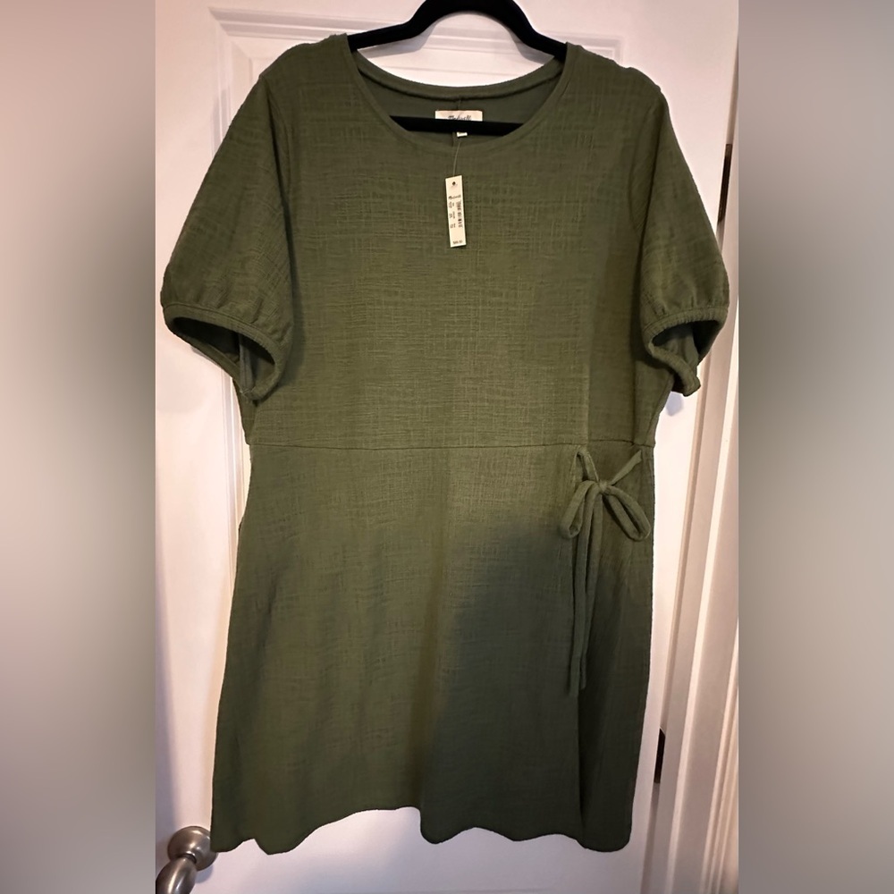 NWT Madewell Olive Textured Dress - Picture 2 of 4